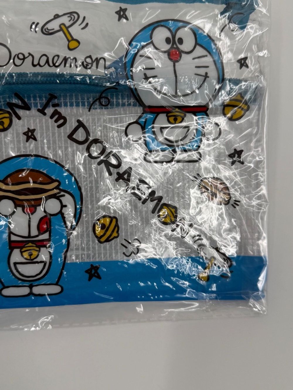 Doraemon PVC Mesh Pouch NEW Bag Zipper Medium Blue Clear - Picture 3 of 9